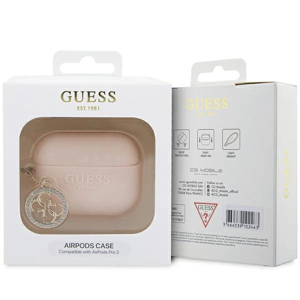 Guess GUAP23DSLGHDP AirPods Pro 2 cover pink/pink 3D Gummi 4G Diamond Charm