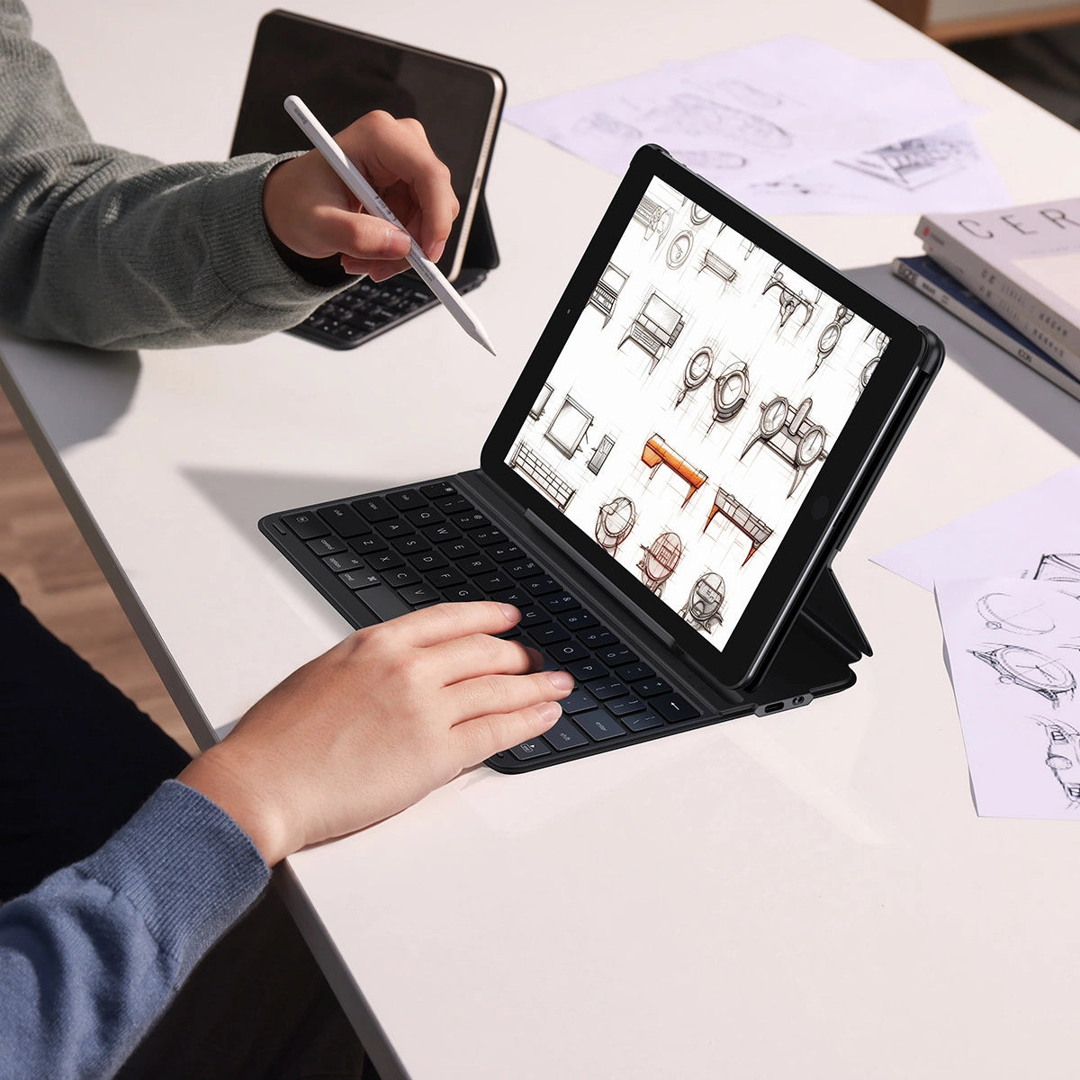 Baseus Brilliance Series keyboard case til iPad 10.2' (2019/2020/2021) + USB-C kabel - sort