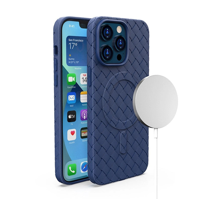 MagSafe vævet sag til iPhone 15 Pro Max - marineblå