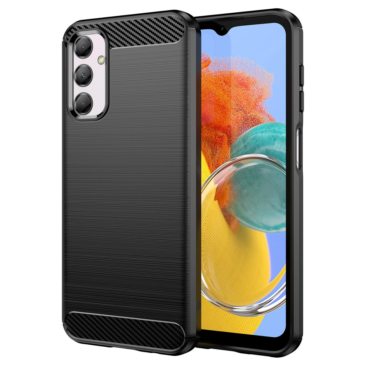 Fleksibel karbonmønsterfoder til Samsung Galaxy M14 Karbonfoder - sort