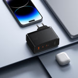 Baseus GaN5 Pro GaN oplader 2x USB-C / USB-A 160W - sort + USB-C - USB-C 240W kabel - sort