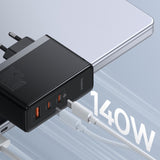 Baseus GaN5 Pro GaN oplader 2x USB-C / USB-A 160W - sort + USB-C - USB-C 240W kabel - sort
