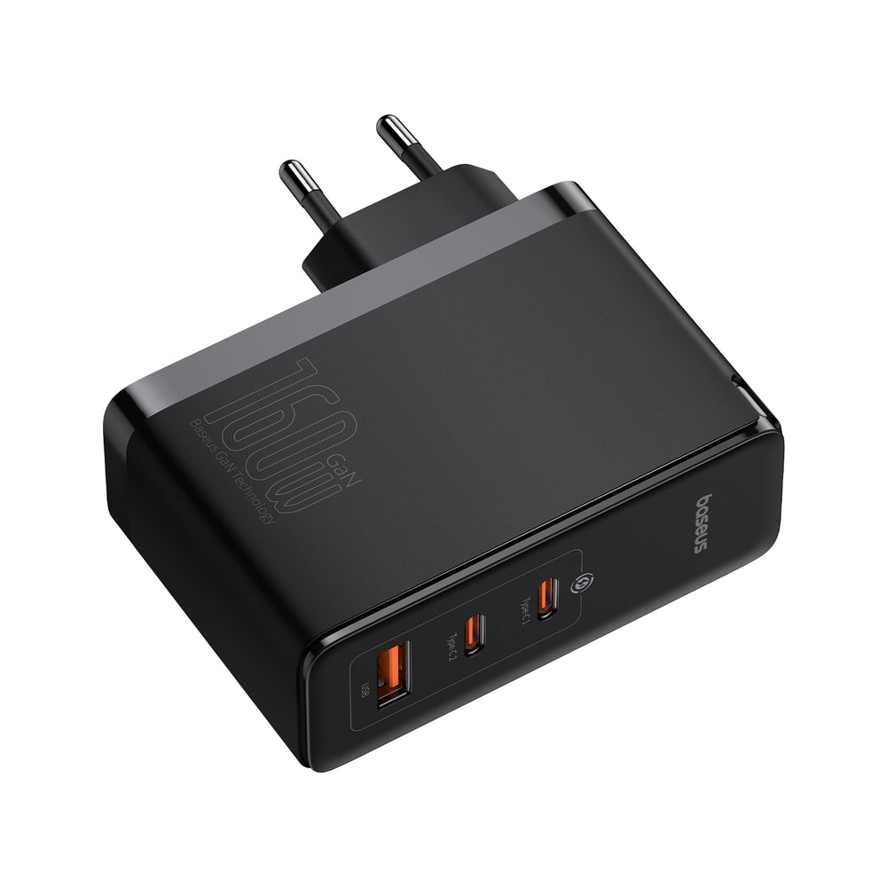 Baseus GaN5 Pro GaN oplader 2x USB-C / USB-A 160W - sort + USB-C - USB-C 240W kabel - sort