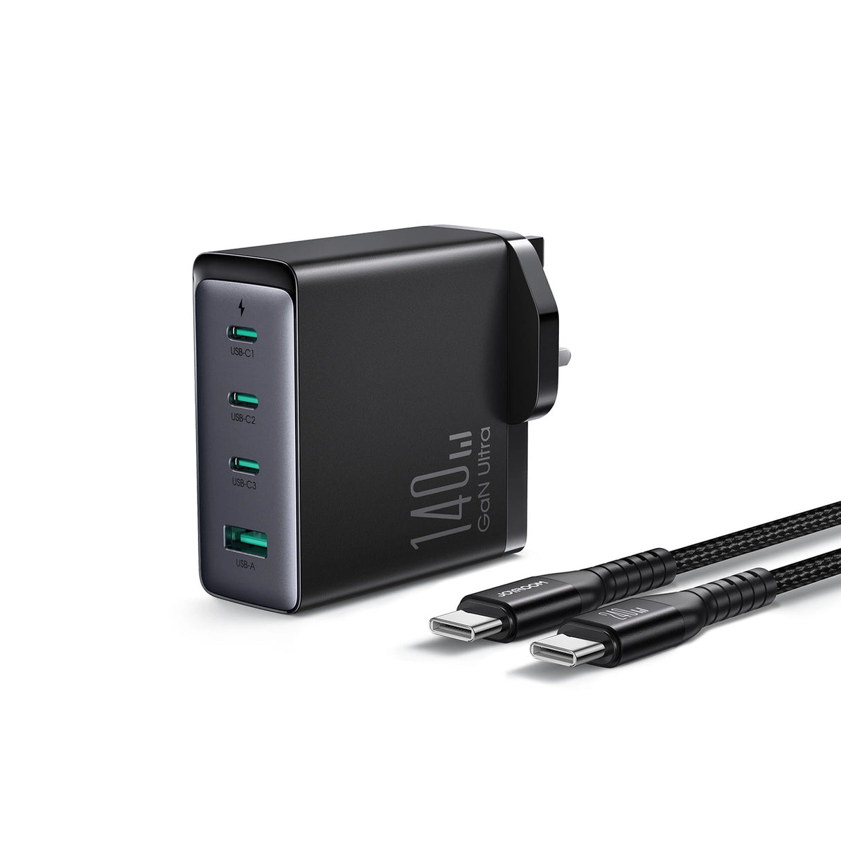 GaN oplader UK Joyroom JR-TCG05UK 140W 3x USB-C USB-A + USB-C / USB-C kabel 240W 1,2m