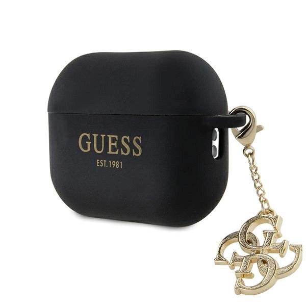Guess GUAP2LECG4K-hylster til AirPods Pro 2-omslag - sort flydende silikone Glitter Triangle Charm