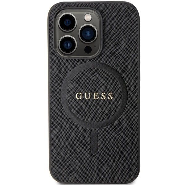 Guess GUHMP14XPSAHMCK fodtøj til iPhone 14 Pro Max 6.7" - sort Saffiano MagSafe