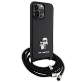 Karl Lagerfeld KLHCP14XSAKCPSK case for iPhone 14 Pro Max 6.7" hardcase - black Crossbody Saffiano Metal Pin Karl&Choupette