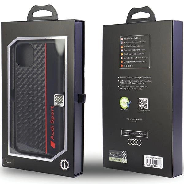 Audi Carbon Fiber Stripe iPhone 11 / Xr 6.1" sort/sort hardcase AUS-TPUPCIP11-R8/D1-BK