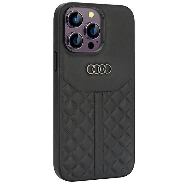 Audi Ægte læderfoder til iPhone 14 Pro Max 6.7" - sort AU-TPUPCIP14PM-Q8/D1-BK