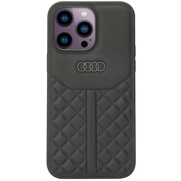 Audi Ægte læderfoder til iPhone 14 Pro Max 6.7" - sort AU-TPUPCIP14PM-Q8/D1-BK