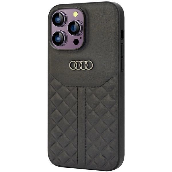 Audi Ægte læderfoder til iPhone 14 Pro Max 6.7" - sort AU-TPUPCIP14PM-Q8/D1-BK