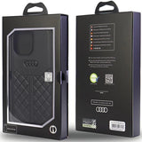 Audi Ægte læderfoder til iPhone 14 Pro Max 6.7" - sort AU-TPUPCIP14PM-Q8/D1-BK