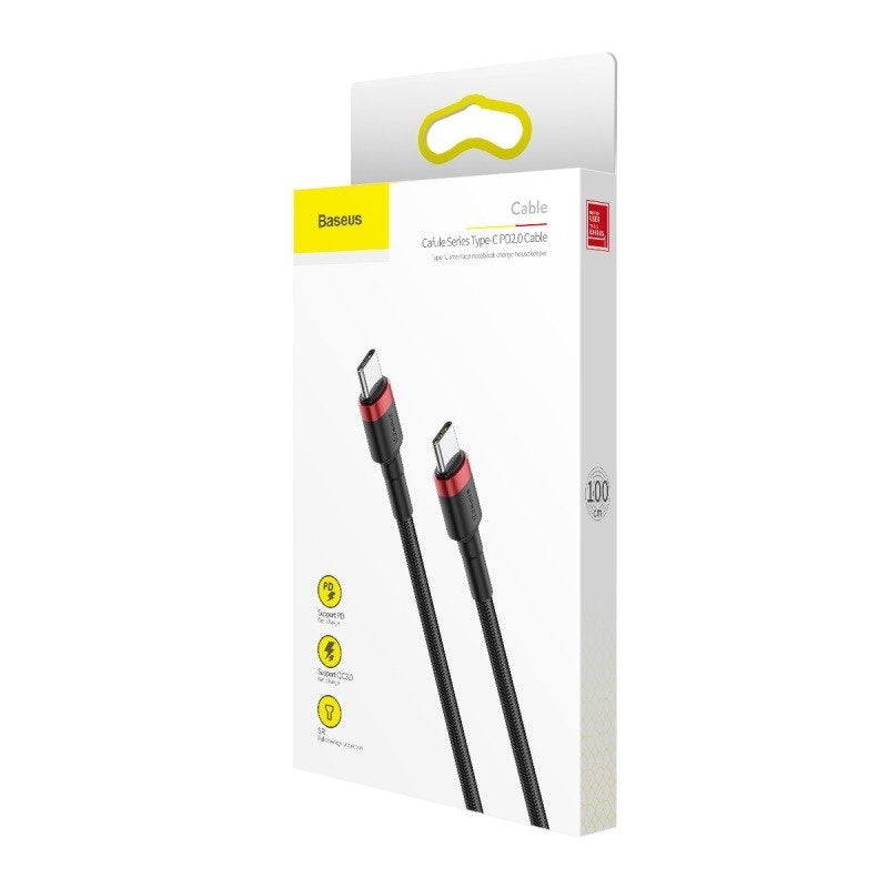 Baseus Cafule Cable USB-C PD 2.0 QC 3.0 60W 2m (Sort+rød)
