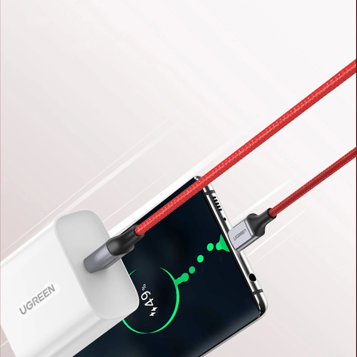 Grøn US294 USB-C - USB-C 3A 480Mb/s kabel 1m - rød