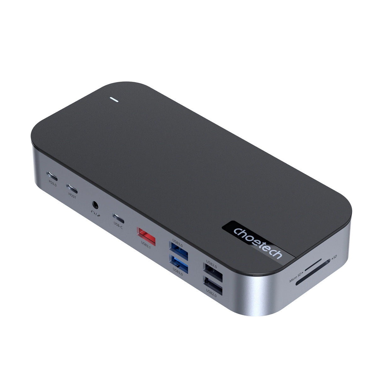 HUB Choetch M52 USB-C - USB-C PD/USB-C/USB-A/HDMI/VGA/DP/SD/TF/RJ45/AUX - grå