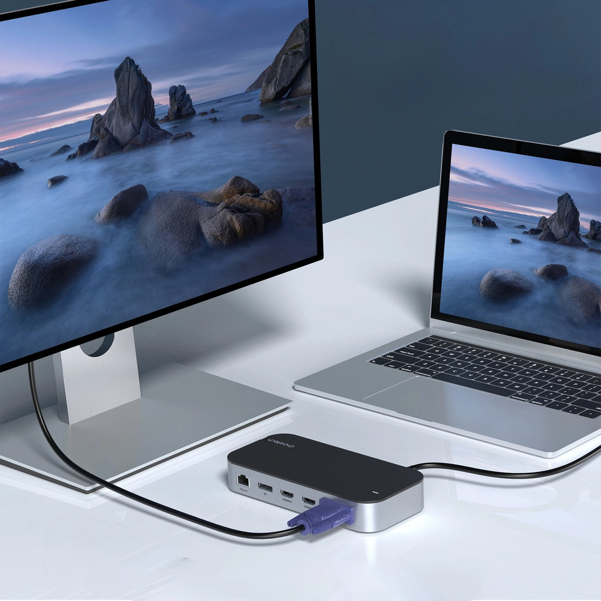 HUB Choetch M52 USB-C - USB-C PD/USB-C/USB-A/HDMI/VGA/DP/SD/TF/RJ45/AUX - grå