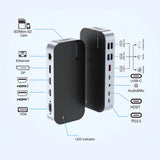 HUB Choetch M52 USB-C - USB-C PD/USB-C/USB-A/HDMI/VGA/DP/SD/TF/RJ45/AUX - grå