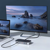 HUB Choetch M52 USB-C - USB-C PD/USB-C/USB-A/HDMI/VGA/DP/SD/TF/RJ45/AUX - grå
