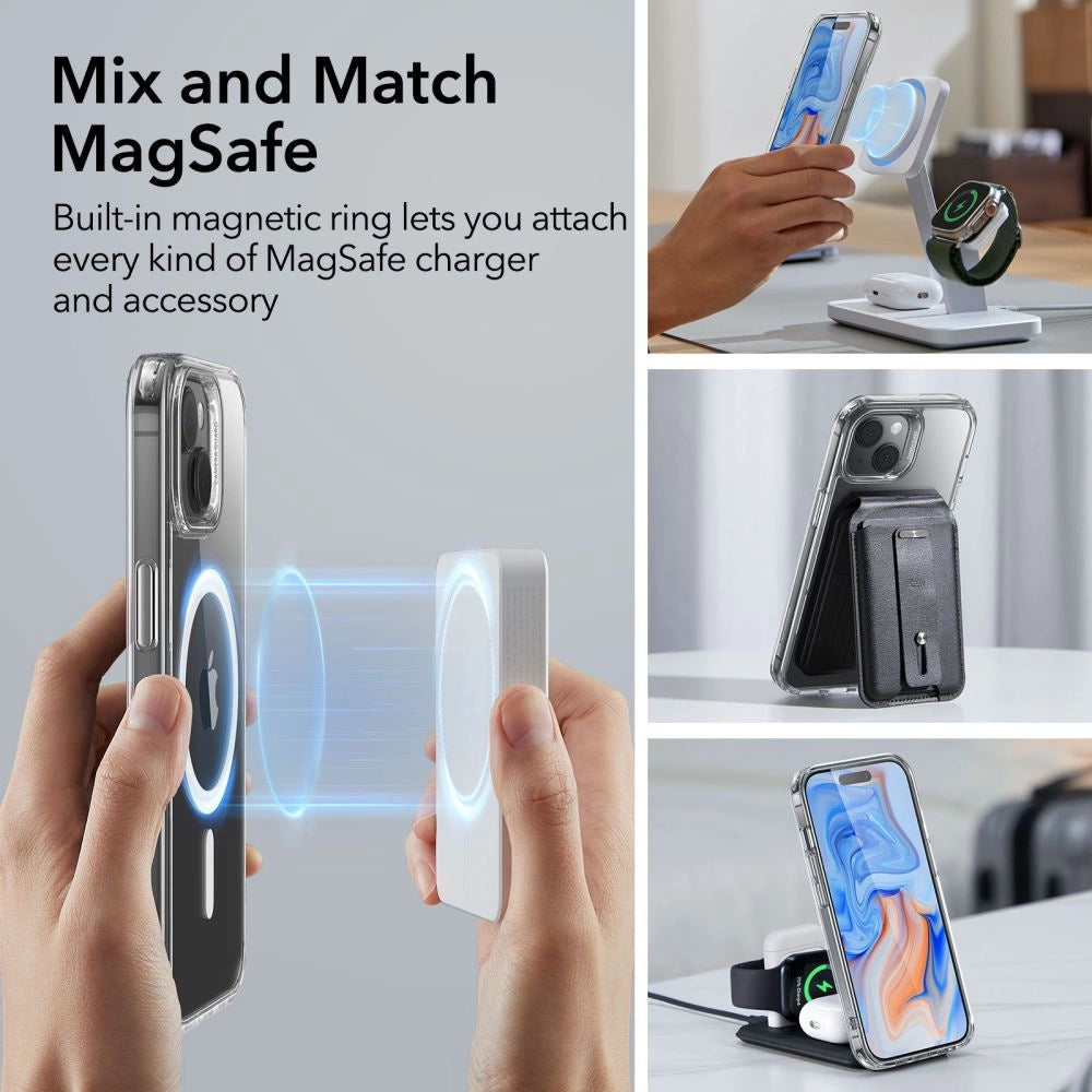 ESR Classic Hybrid Halolock Case med MagSafe til iPhone 15 - Klar