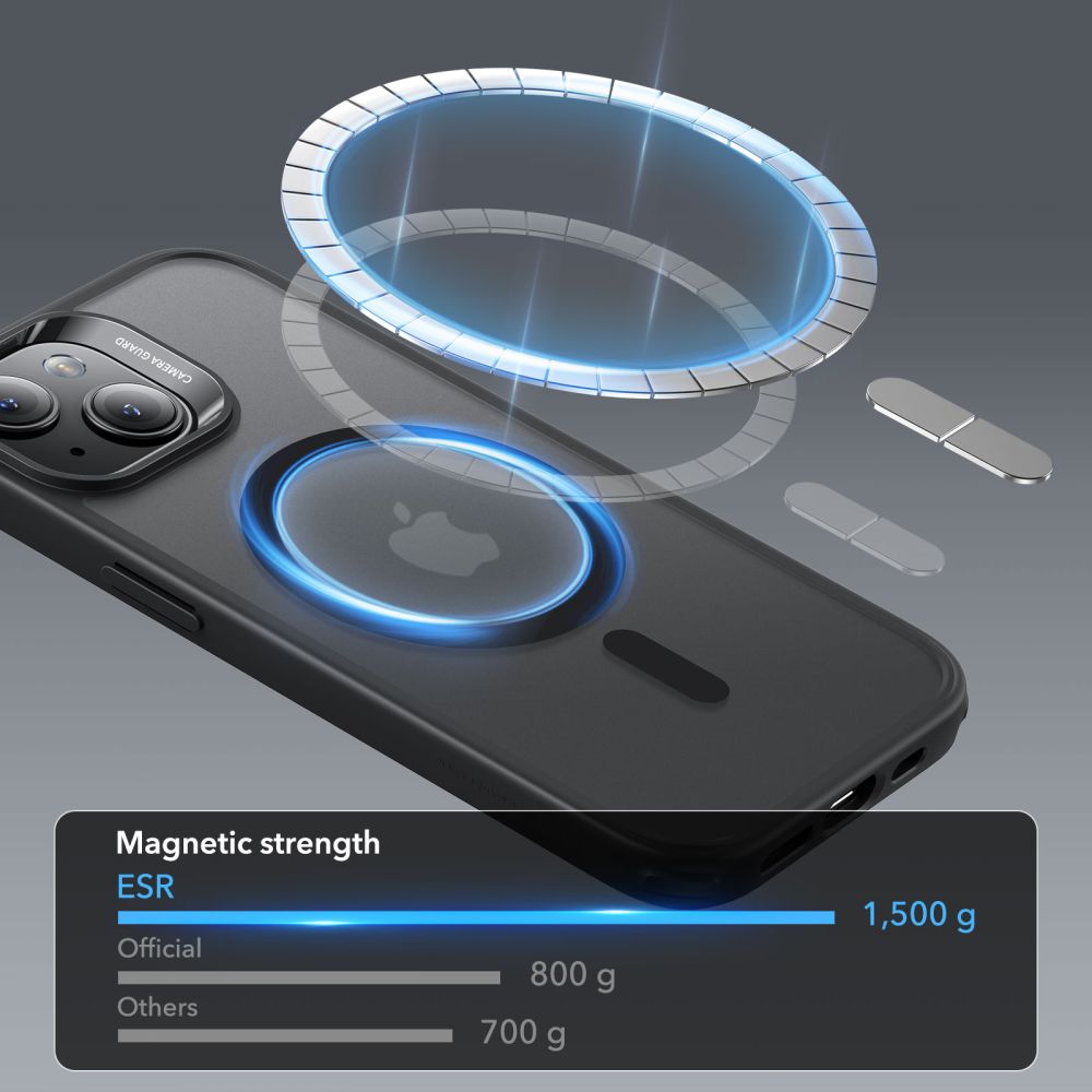 ESR Classic Hybrid Halolock Case med MagSafe til iPhone 15 - Matte Black