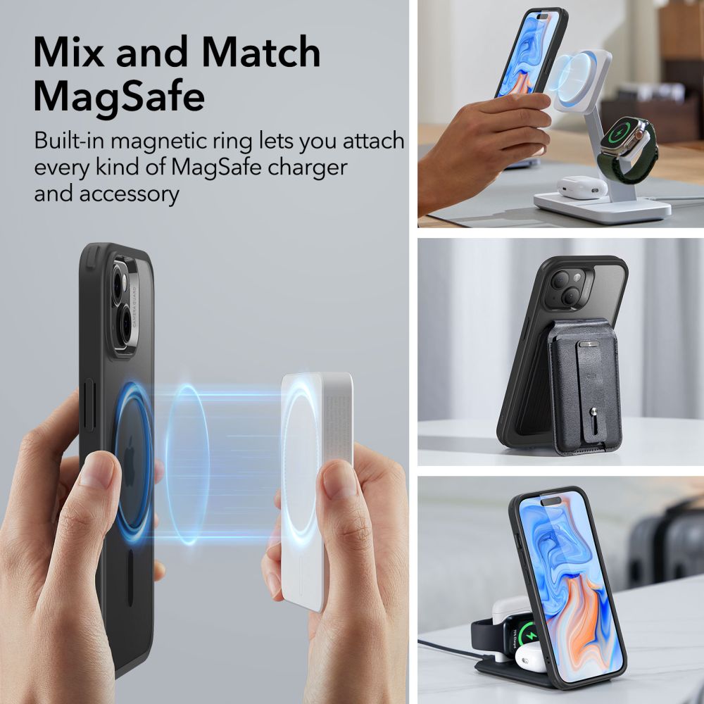ESR Classic Hybrid Halolock Case med MagSafe til iPhone 15 - Matte Black