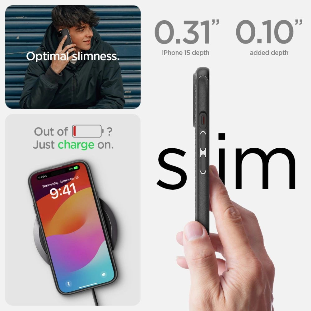 Spigen Mag Armor MagSafe iPhone 15 Case - Matte sort