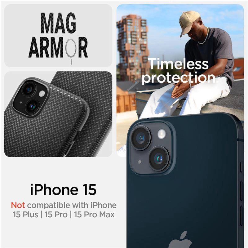 Spigen Mag Armor MagSafe iPhone 15 Case - Matte sort