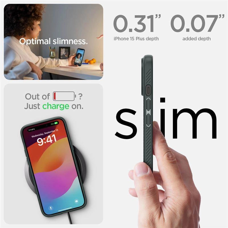 Spigen Liquid Air iPhone 15 Plus-kasse - mørkegrøn