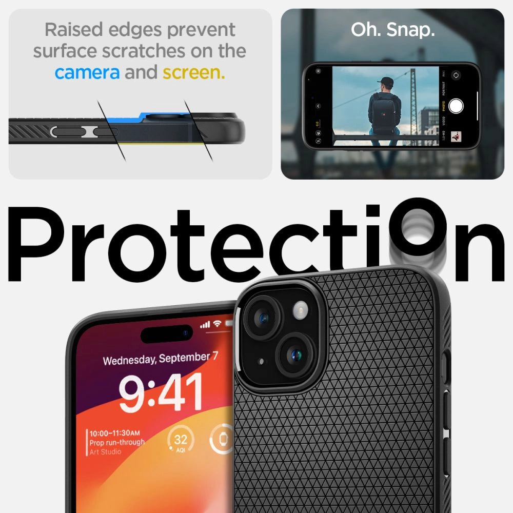 Spigen Liquid Air Case til iPhone 15 Plus - Matte sort