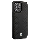 BMW læder Diamond mønster sag til iPhone 14 Pro - sort