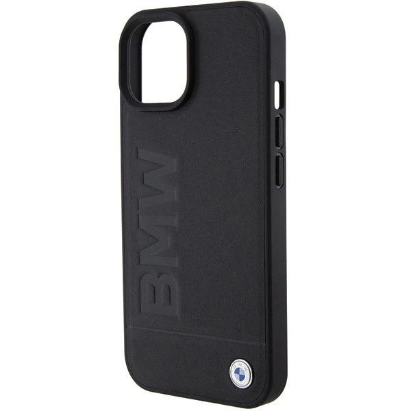 BMW Hot Stamp læderhylster til iPhone 15 Plus - sort