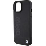 BMW Hot Stamp læderhylster til iPhone 15 Plus - sort