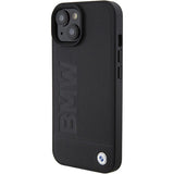 BMW læder Hot Stamp case til iPhone 15 - sort