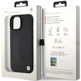 BMW læder Hot Stamp case til iPhone 15 - sort