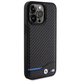 BMW læder Carbon-foder for iPhone 15 Pro Max - sort