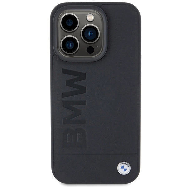 BMW MagSafe læder Hot Stamp case til iPhone 15 Pro - sort