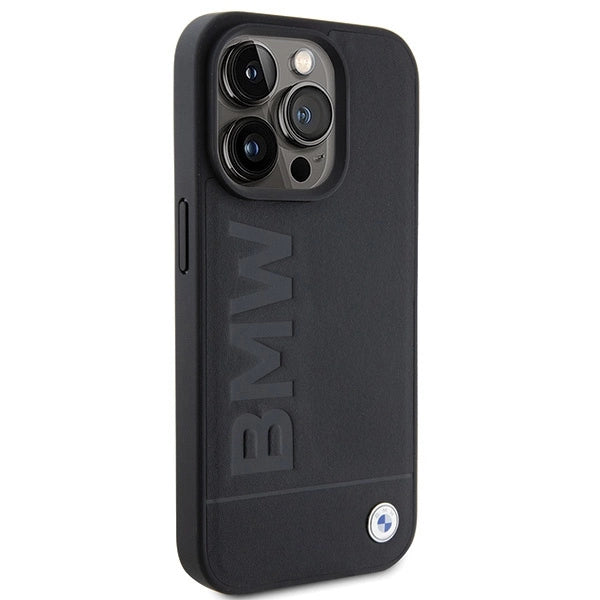 BMW MagSafe læder Hot Stamp case til iPhone 15 Pro - sort
