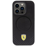Ferrari Carbon Metal Logo MagSafe-hylster til iPhone 15 Pro - sort