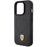 Ferrari Carbon Metal Logo MagSafe-hylster til iPhone 15 Pro - sort