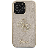 Guess GUHCP13LHG4SGD-kasse til iPhone 13 Pro / 13 - guld Glitter Script Big 4G