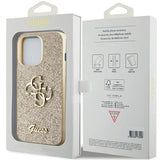 Guess GUHCP13LHG4SGD-kasse til iPhone 13 Pro / 13 - guld Glitter Script Big 4G