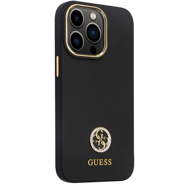 Guess GUHCP13LM4DGPK fodtøj til iPhone 13 Pro / 13 - sort Silicone Logo Strass 4G