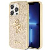 Guess GUHCP14LHG4SGD-kasse til iPhone 14 Pro - guld Glitter Script Big 4G