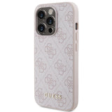 Guess 4G Metal Gold Logo-hylster til iPhone 15 Pro - pink