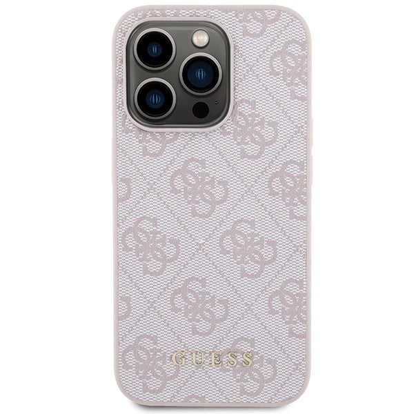 Guess 4G Metal Gold Logo-hylster til iPhone 15 Pro - pink