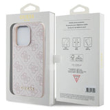 Guess 4G Metal Gold Logo-hylster til iPhone 15 Pro - pink