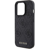 Guess læder 4G Stemplet case til iPhone 15 Pro - sort