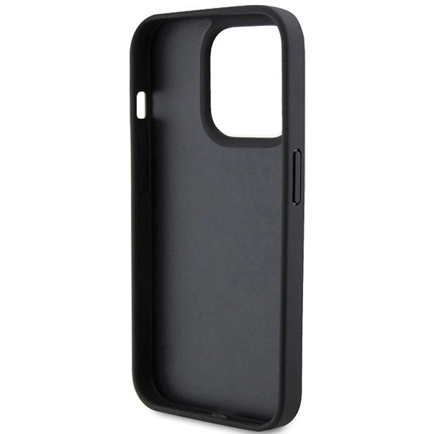 Guess læder 4G Stemplet case til iPhone 15 Pro - sort