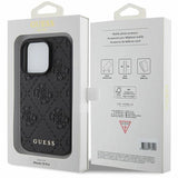 Guess læder 4G Stemplet case til iPhone 15 Pro - sort
