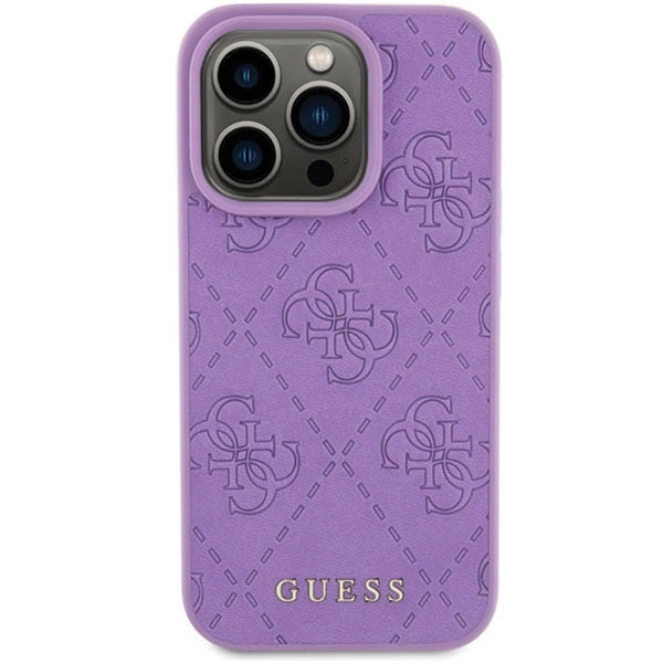 Guess læder 4G Stemplet case til iPhone 15 Pro - lilla
